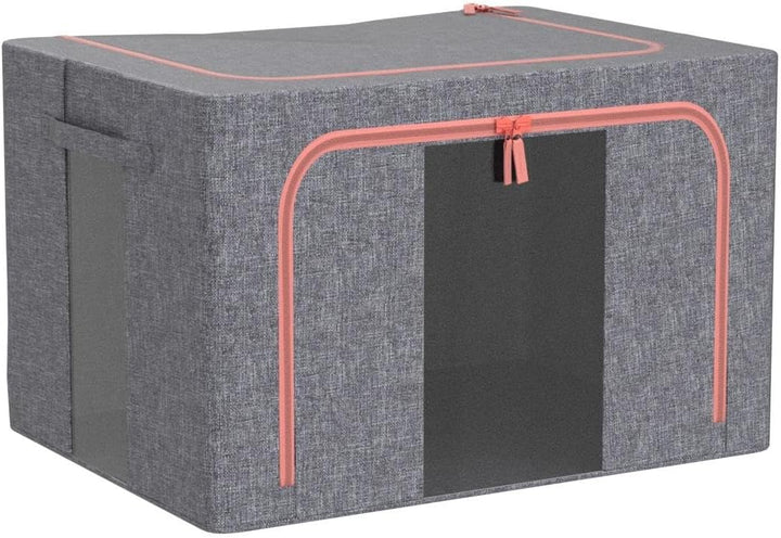 Aufbewahrungsbox 2 Stück, Kleiderschrank Organizer Faltbar Kleideraufbewahrung Box mit Metallrahmen,