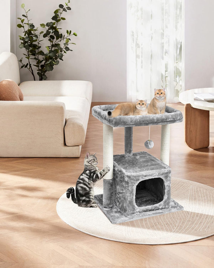 SYANDLVY 68cm Katzenbaum für Indoor-Katzen, Moderne Condo mit Plüsch Perch | Aktivitätsturm mit Krat