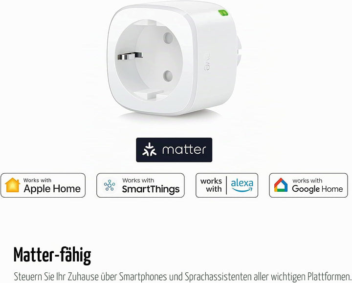Eve Outdoor Cam – Smarte Überwachungskamera mit Flutlicht, Nachtsicht &amp; Energy (Matter) – Smarte Ste