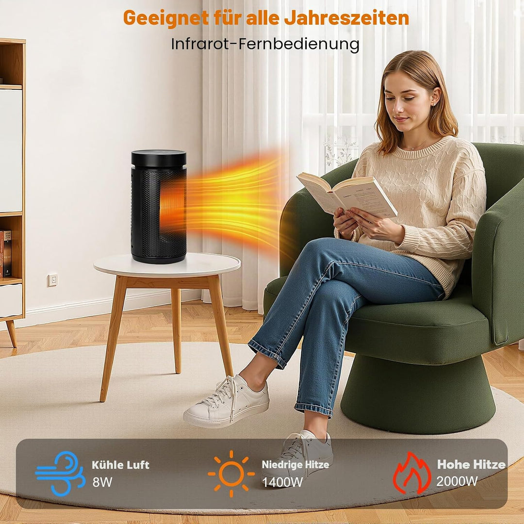 Tischventilator leise, energiesparender Ventilator 8W, 36 Dezibel, | Ventilator mit Fernbedienung, T