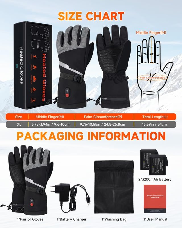 SOPPY Beheizbare Handschuhe Unsex, Beheizte Sporthandschuhe Skihandschuhe Herren Damen,Fahrradhandsc
