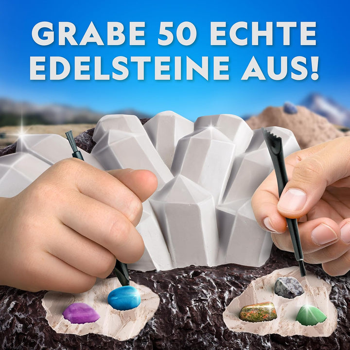 NATIONAL Geographic Riesiges Edelstein-Ausgrabungsset – 50 echte Edelsteine ausgraben, Geologie-Set