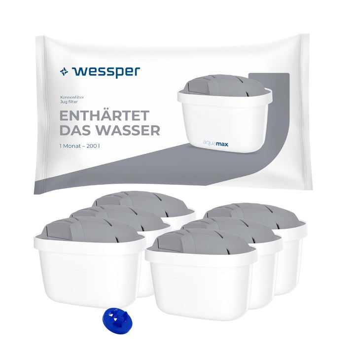 Wessper Filterkartuschen für Kanne, Protect-Filter für Hartes Wasser, Zusätzlicher PIN, Kompatibel m