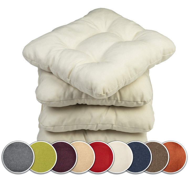 sunnypillow 4er Set Stuhlkissen 40x40 cm Bequeme 8cm Polsterauflage Auflage für Stühle/Bänke in Haus