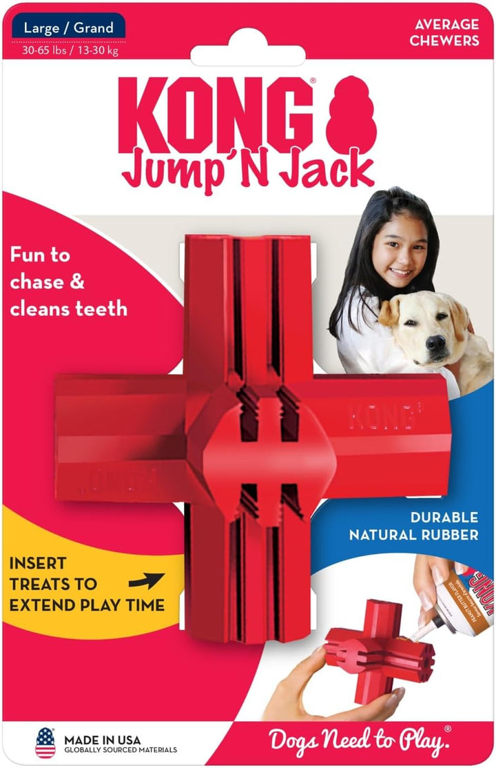 KONG Jump'N Jack - Hundespielzeug zum Kauen und für die Zahngesundheit - Aus Naturkautschuk - Für Gr