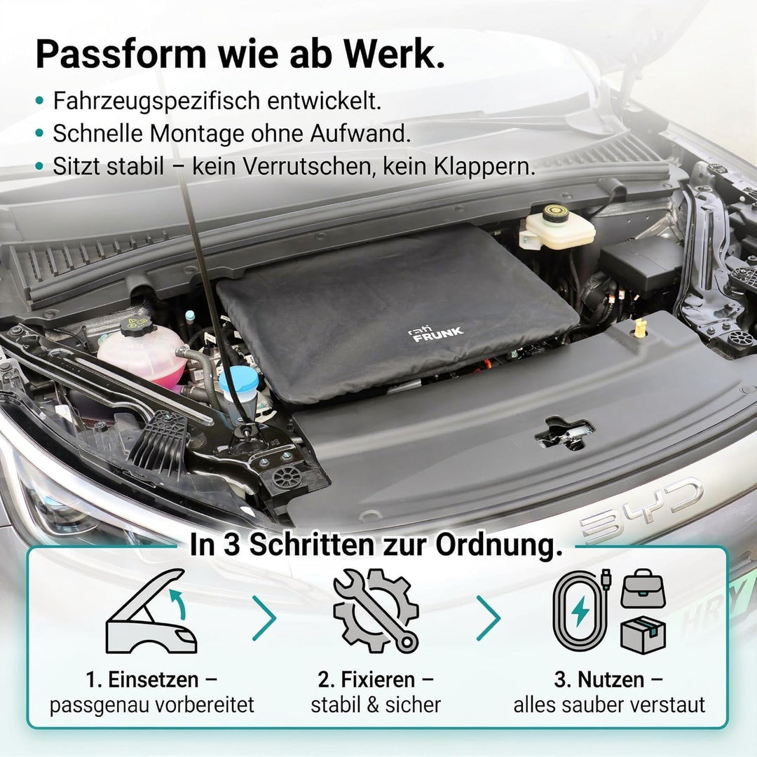 rati Frunk kompatibel für Frunk BYD ATTO 3 2022- | Erweiterter Front-Stauraum. Perfekt für Ladekabel