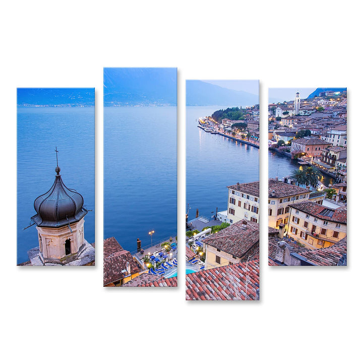 islandburner Bild auf Leinwand Limone Sul Garda Gardasee Italien Panoramablick Blaue Stunde Bilder W