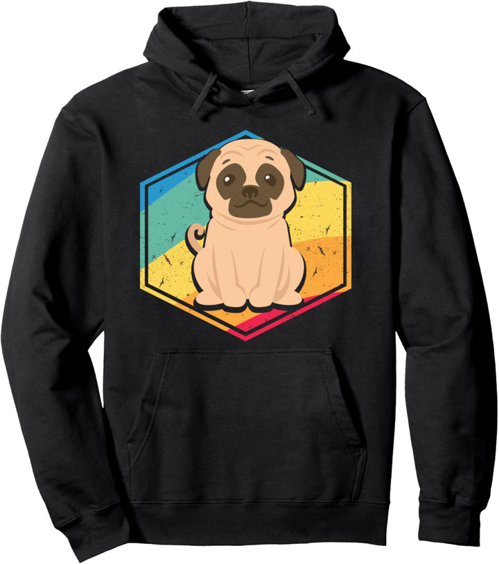 Pug Dog Lovers Gift Men Women Boys Girls Retro Style Pug Pullover Hoodie