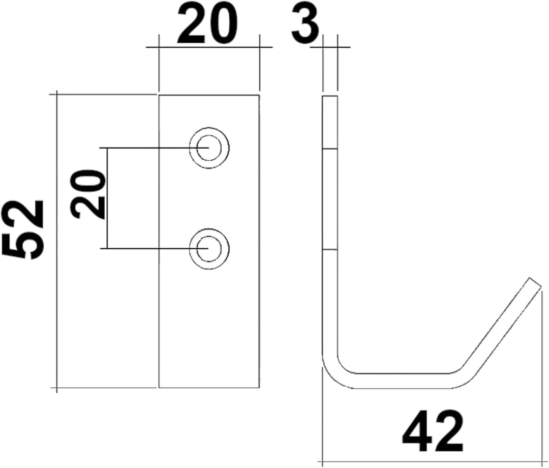 SOTECH 10 Stück Kleiderhaken ALBA echt Edelstahl 52 x 20 mm Garderobenhaken Haken 10 x Haken klein E