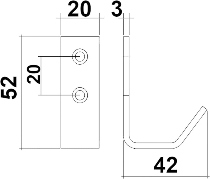 SOTECH 10 Stück Kleiderhaken ALBA echt Edelstahl 52 x 20 mm Garderobenhaken Haken 10 x Haken klein E