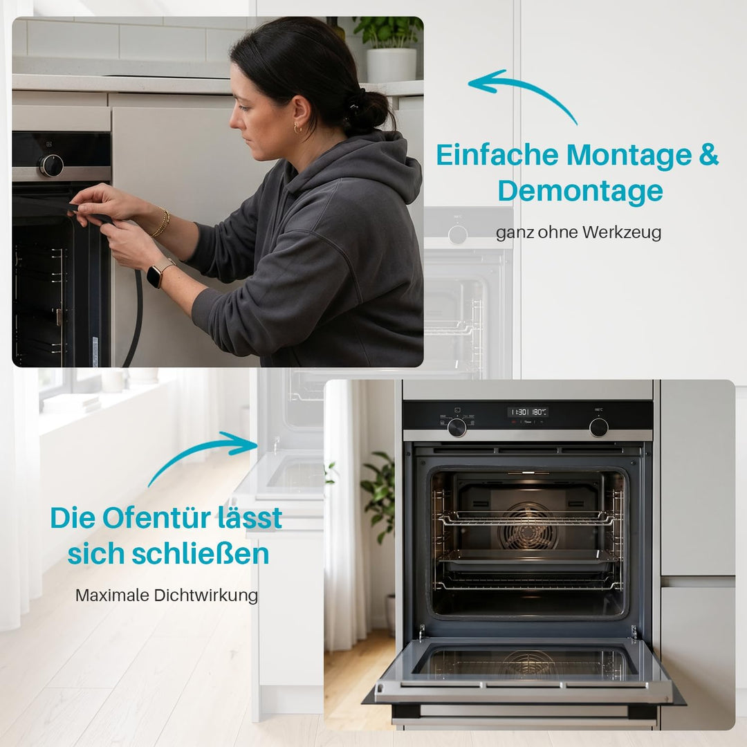 Türdichtung Backofendichtung Gummi 4-seitig Rundum 10 Haken für Bosch Siemens 491638 00491638 Backof