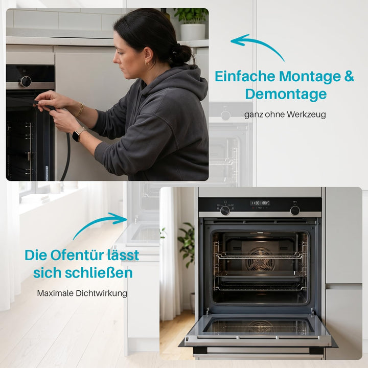 Türdichtung Backofendichtung Gummi 4-seitig Rundum 10 Haken für Bosch Siemens 491638 00491638 Backof