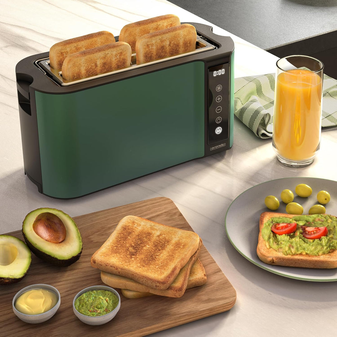 Arendo - Edelstahl Toaster Langschlitz 4 Scheiben- Touchscreen – Doppelwandgehäuse – 1500 W – Integr