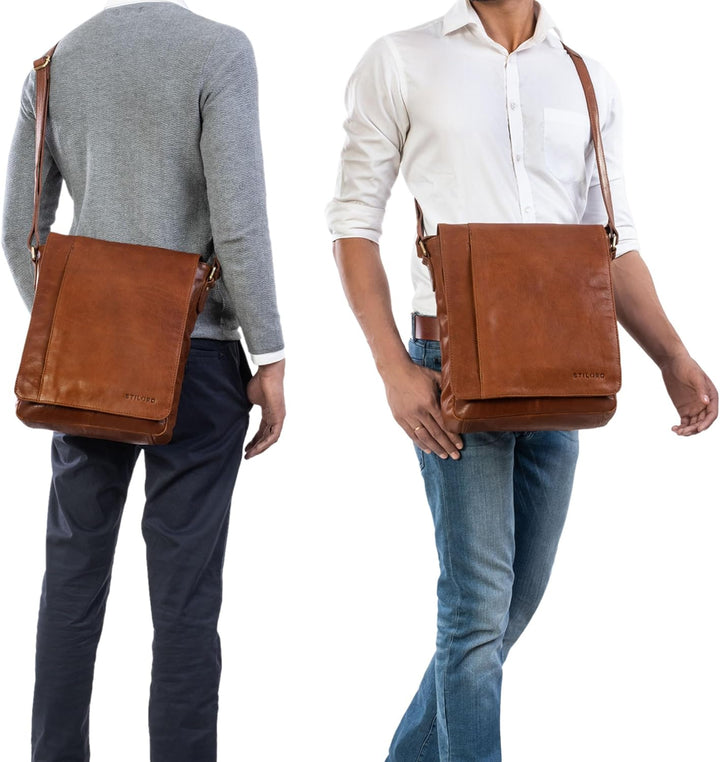 STILORD 'Paul' Umhängetasche Herren Leder Hochformat Messenger Bag im Vintage Design Ledertasche für