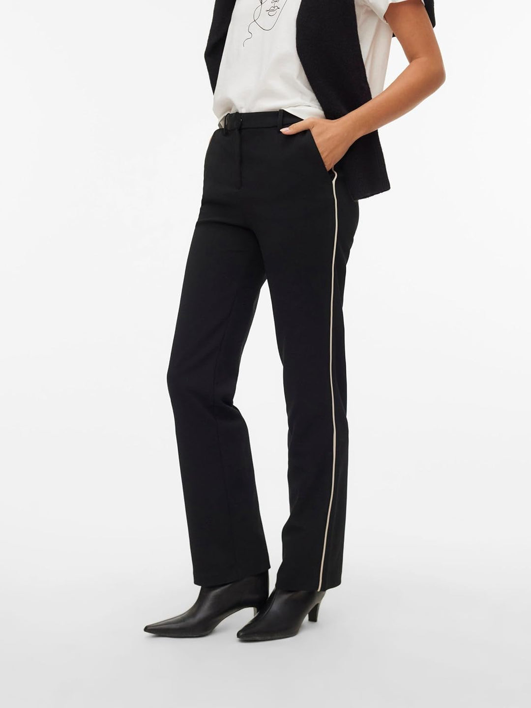 VERO MODA Female Hose VMZAMIRA Mittlere Taille Hose XS / 34L Schwarz, XS / 34L Schwarz