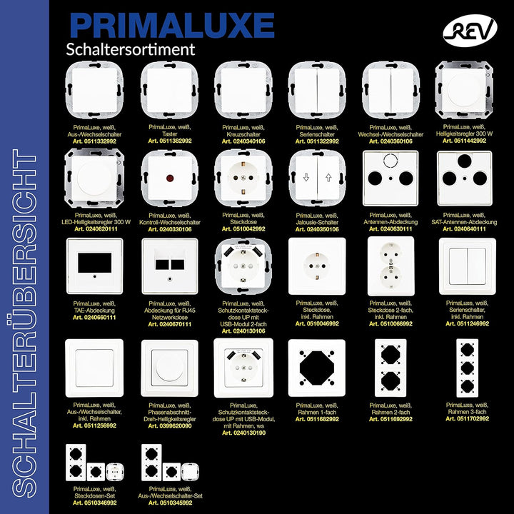 REV PrimaLuxe SET, Weiss, Steckdosen 8Stück Steckdosen 8Stück Sets, Steckdosen 8Stück Sets