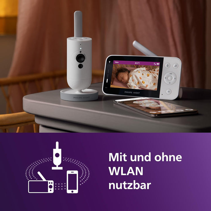 AVENT Philips Connected Videophone mit WLAN, hochwertiger HD-Kamera, Infrarot-Nachtsichtfunktion, Sc