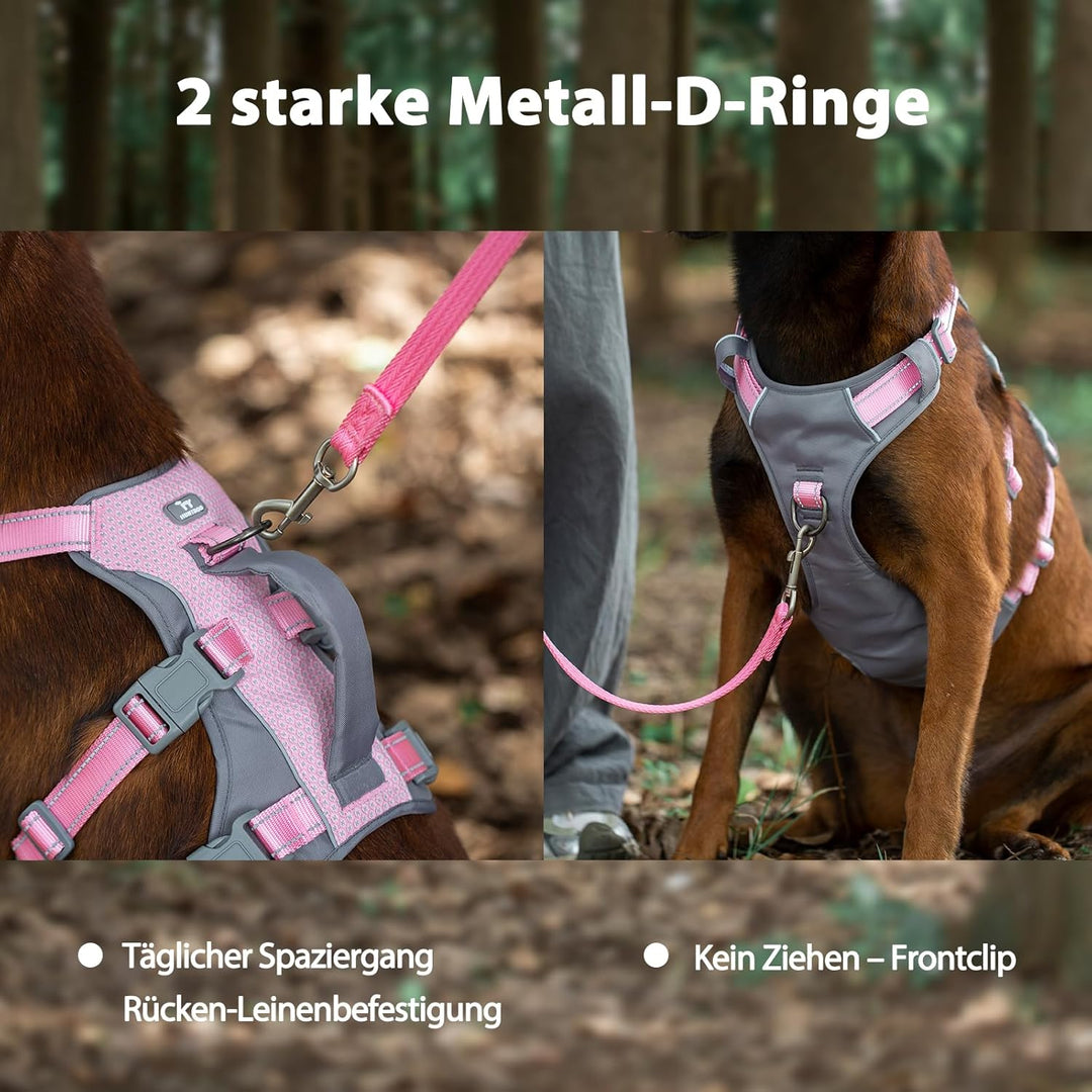 Huntboo Sicherheitsgeschirr Hund Ausbruchsicher, Panikgeschirr für Hunde, Reflektierendes Geschirr H
