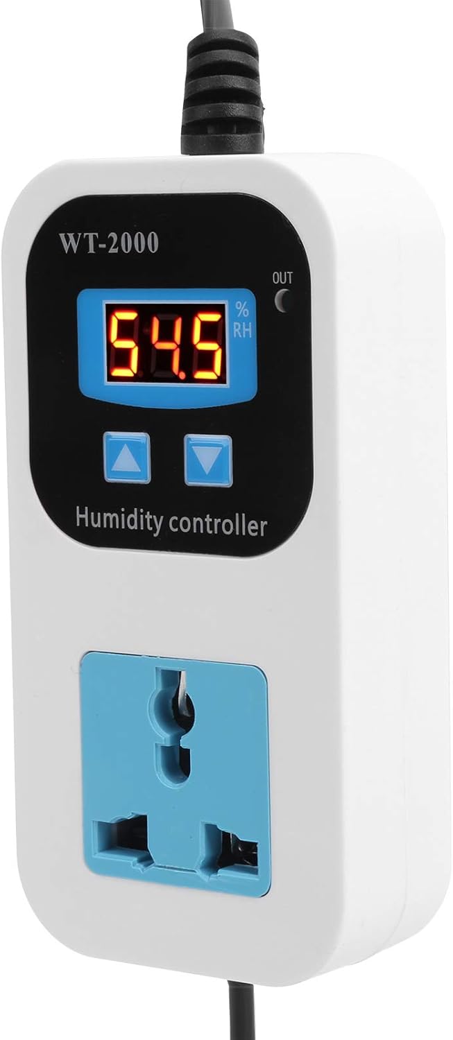 FTVOGUE Digitaler Feuchteregler WT-2000 Befeuchtung Entfeuchtung Schaltersteckdose 0%~99% RH mit Feu