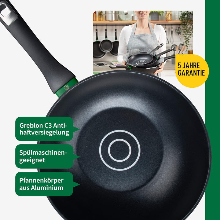 FACKELMANN Chefkoch Wokpfanne Ø28 cm Hamburg mit Antihaft-Beschichtung – Wok aus Aluminium: Extra le
