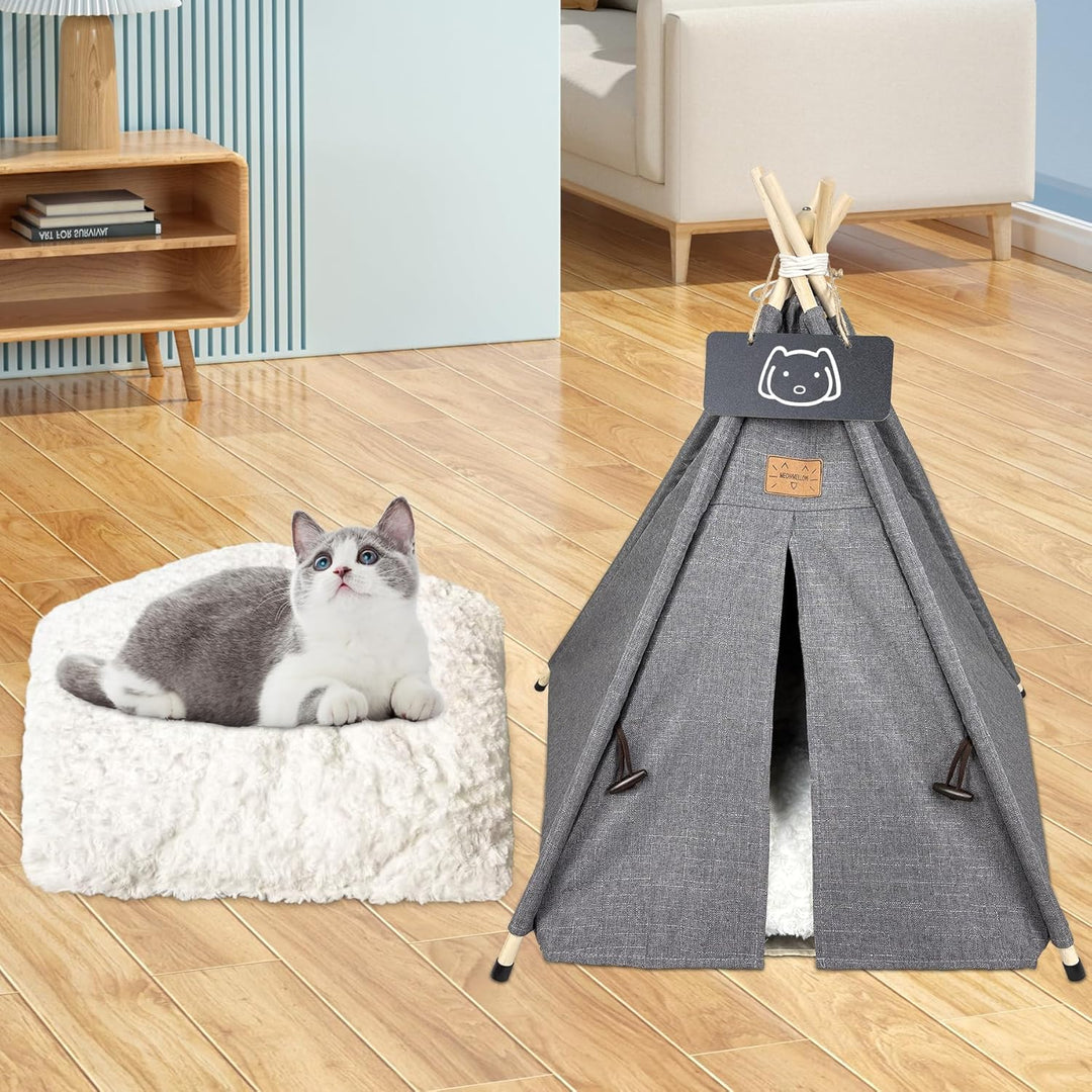 Tipi Zelt für Haustiere Hundezelt Katzenzelt mit Plüschkissen Haustierzelte Häuser für Katzen und Hu