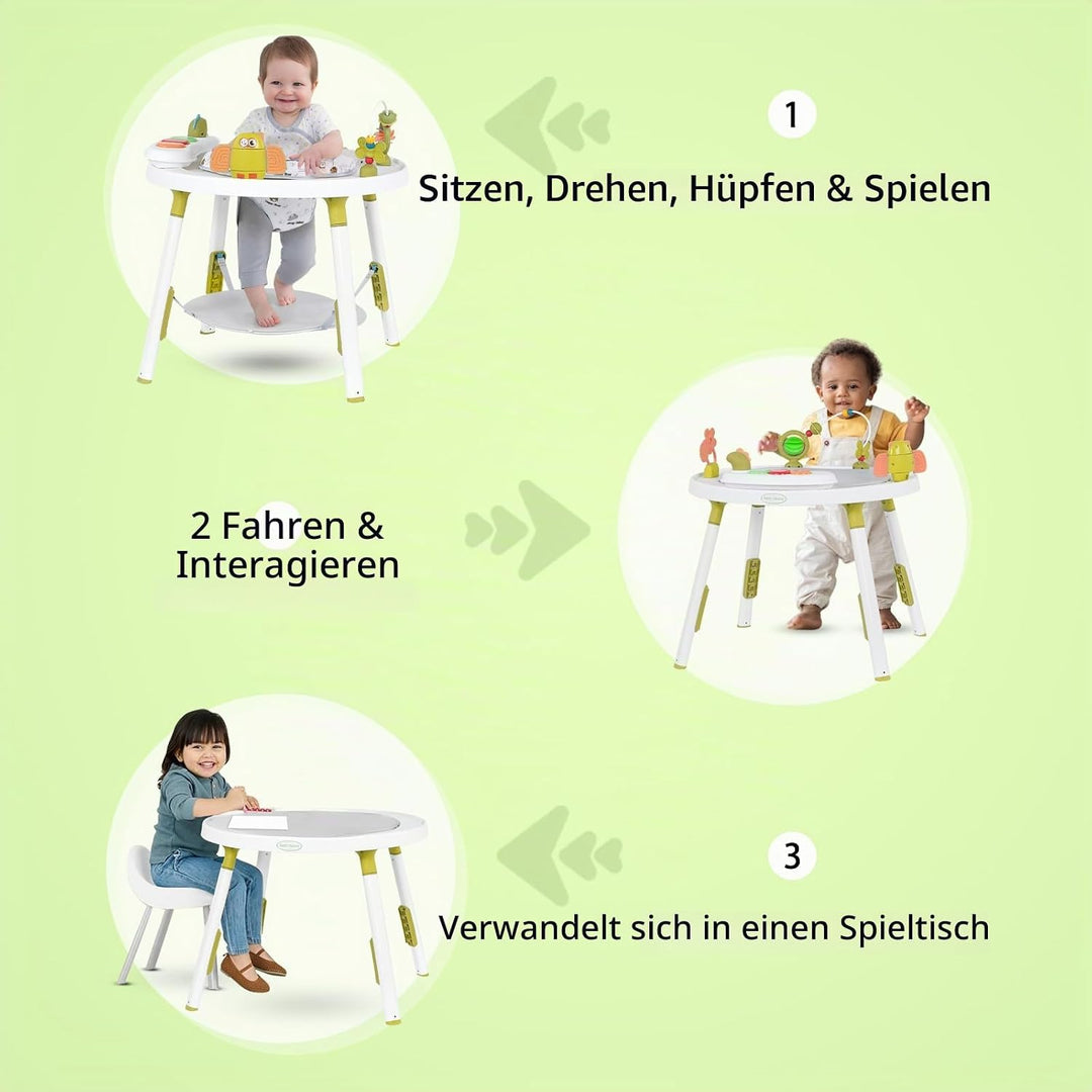 UBRAVOO Baby-Aktivitätszentrum, 3-in-1 Baby Lauflernhilfe mit abnehmbaren Spielzeugen und 360° Drehb