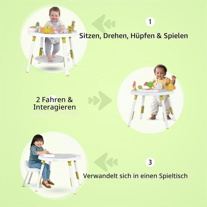 UBRAVOO Baby-Aktivitätszentrum, 3-in-1 Baby Lauflernhilfe mit abnehmbaren Spielzeugen und 360° Drehb