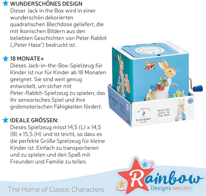 Rainbow Designs Peter Rabbit („Peter Hase“) Jack In The Box - Traditionelles Spielzeug für Babys und