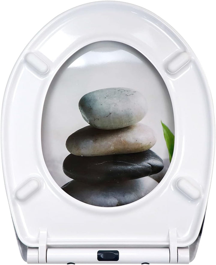 WC Sitz mit Absenkautomatik, Toilettendeckel mit Motiv, Klodeckel aus Duroplast, Klobrille mit Quick