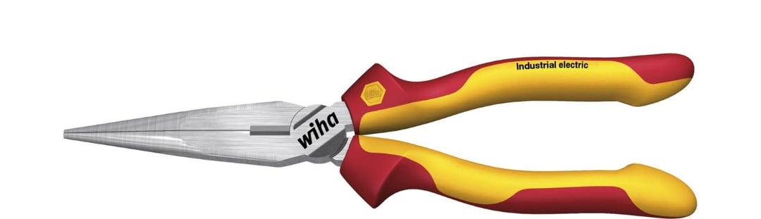 Wiha Flachrundzange Industrial electric mit Schneide gerade Form 160 mm Zange für Elektriker, VDE ge
