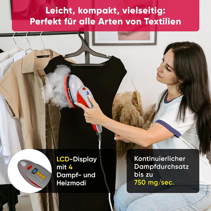 Dampfglätter EFFEKTIV TurboVapor 1050X, Kontinuierlicher Dampf 400mg/min, 3in1 Ultra-Kompakt Dampfbü