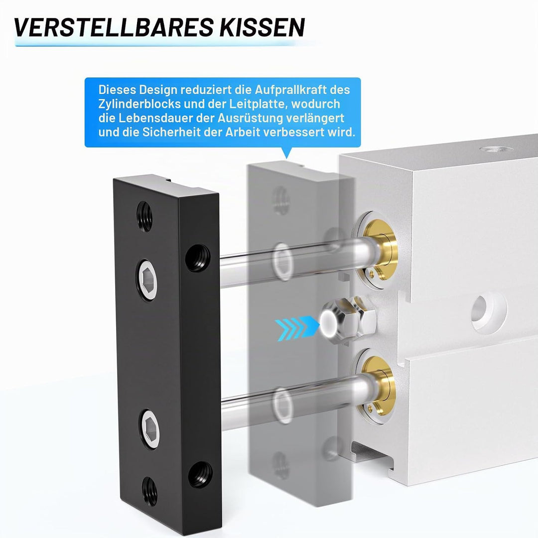 TAILONZ PNEUMATIC 10mm Bohrung 100mm Hub Doppelstange Doppeltwirkend Aluminium Druckluftzylinder TN1