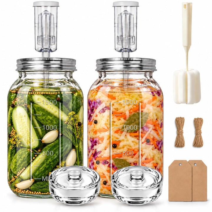 2er 2L Fermentierglas mit Gewicht &amp; Etiketten, Fermentiergläser für Kimchi
