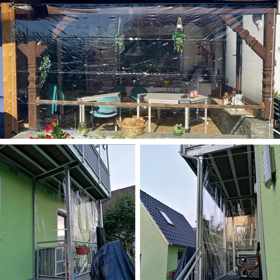 Plane Wasserdicht Transparent mit Ösen, Durchsichtig PVC Abdeckplane, Reissfest Wetterfeste Plane fü