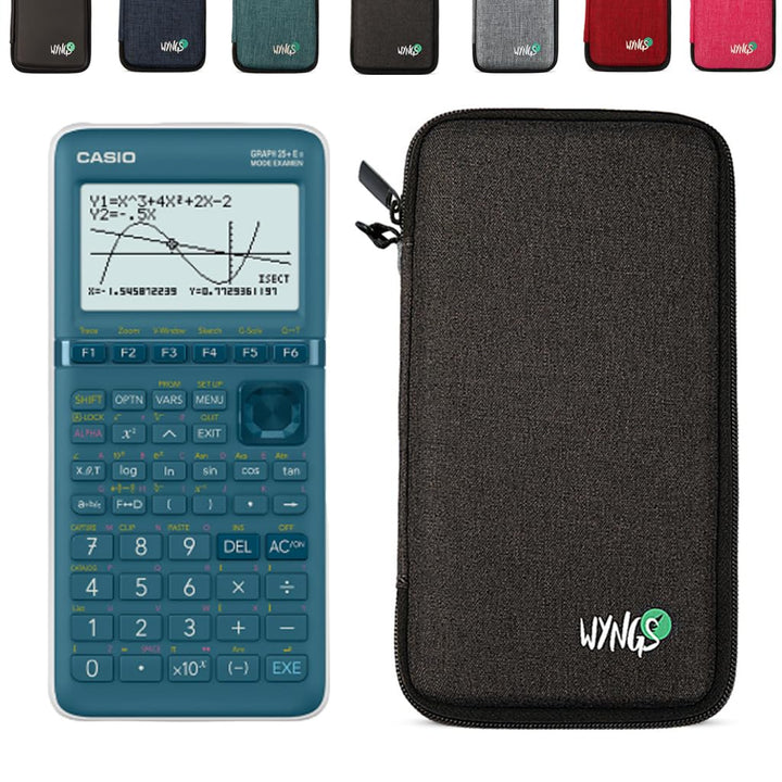 CALCUSO Sparkpaket: Casio Graph 25 E II + WYNGS Schutztasche dunkelgrau + Erweiterte Garantie von CA