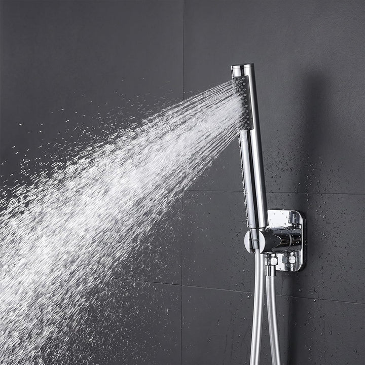 Handbrause für Badezimmer, Verchromt. (Silber mit Wasserrohr), Silber mit Wasserrohr