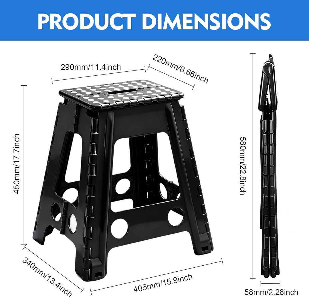 45cm Tritthocker Klappbar Schwarz, Faltbarer Hocker Tritthocker, Klappbarer Klapphocker Faltbar mit
