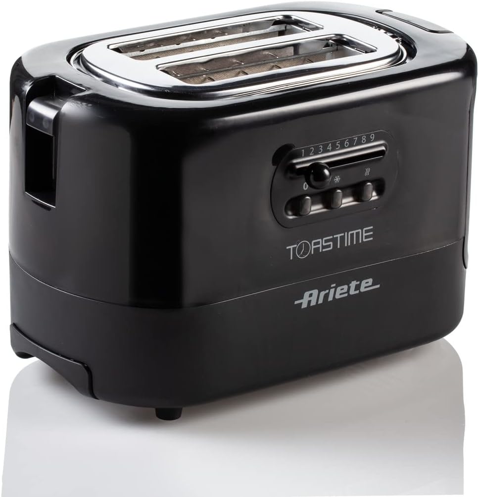 Ariete 159 Toastime Toaster 2 Scheiben mit Zange mit Auftau- und Aufwärmfunktion, 700 W, Edelstahl,