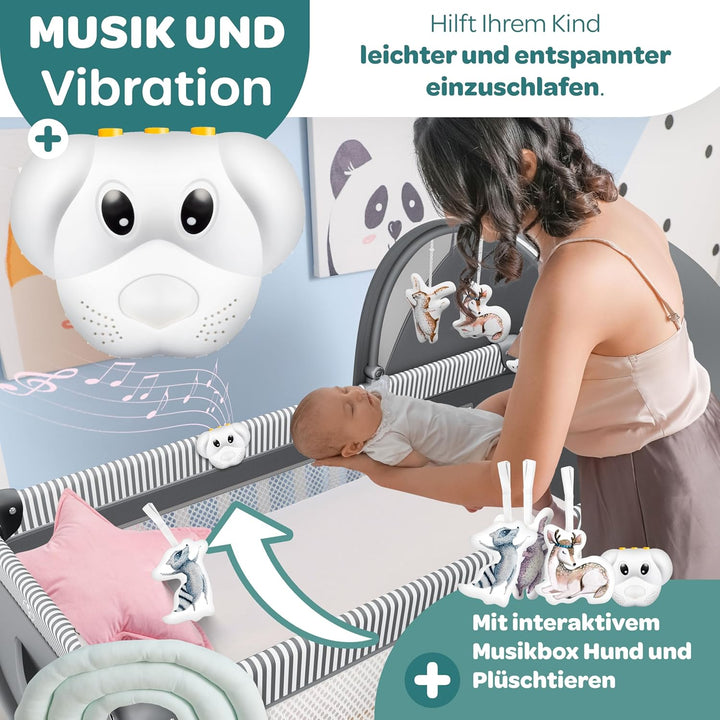 Kidiz® Babybett Reisebett Kinderreisebett klappbar mit Matratze & Räder 120x60, Seiteneingang, Wicke