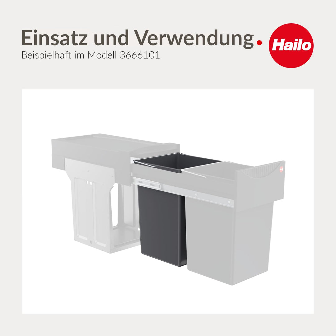 Hailo 15L Inneneimer Ersatzeimer 1008879 - Mülleimer-Einsatz m Henkel f Tandem/Terzett Abfalltrennsy