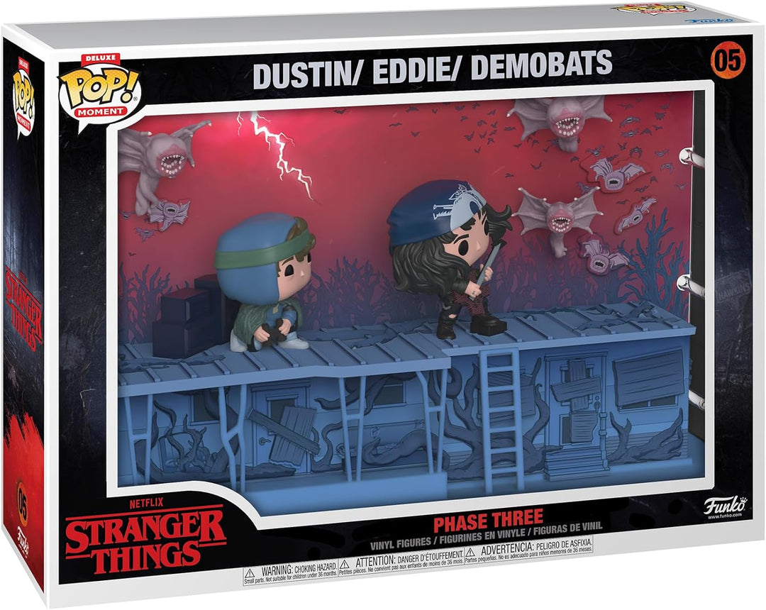 Funko Pop! Moments Deluxe: Stranger Things - Dustin, Eddie and The Demobats - Phase Three - Vinyl-Sa