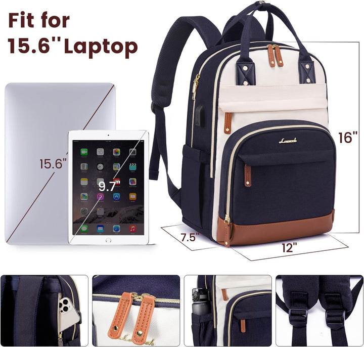 LOVEVOOK Rucksack Damen Laptop Rucksack 15.6 Zoll Schulrucksack Mädchen Teenager Wasserdicht Schulta