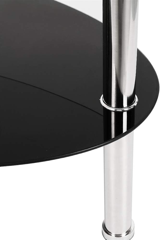 MINGYI Couchtisch aus gehärtetem Glas mit 3 Etagen, 90 × 50 × 43 cm, oval, Tisch für Wohnzimmer, Sch