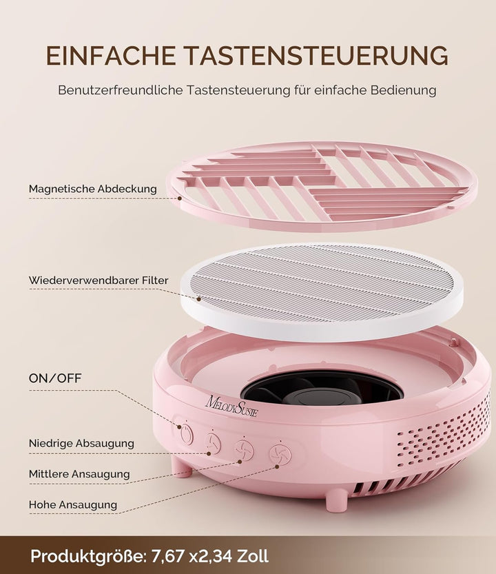 MelodySusie Staubabsaugung für Nägel, HPro Kompaktes Vakuum Professionell Nagelstaubsauger mit Filte