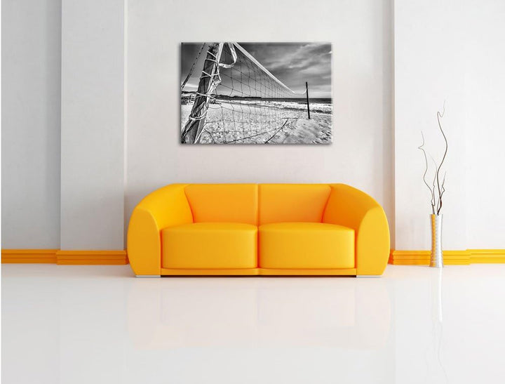 Pixxprint Volleyballnetz am Strand als Leinwandbild/Grösse: 100x70 / Wandbild/Kunstdruck/fertig besp