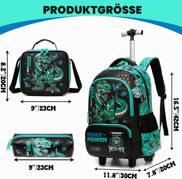 HTgroce Schulranzen mit Rollen, Rucksack mit Trolley für Kinder, Rucksack Trolley die erste Klasse G