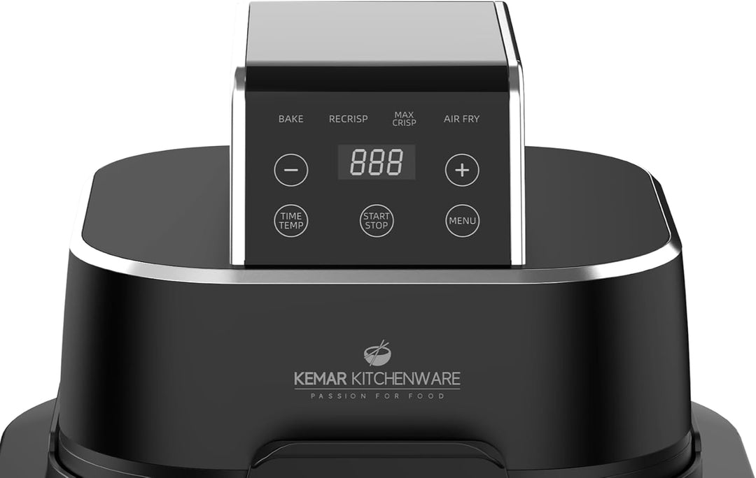 Heissluftfritteuse, 4L & 1,5L Glas, Doppelkorb, Touch Display, 7 Programme, Nachtschwarz,1500W (KHF-