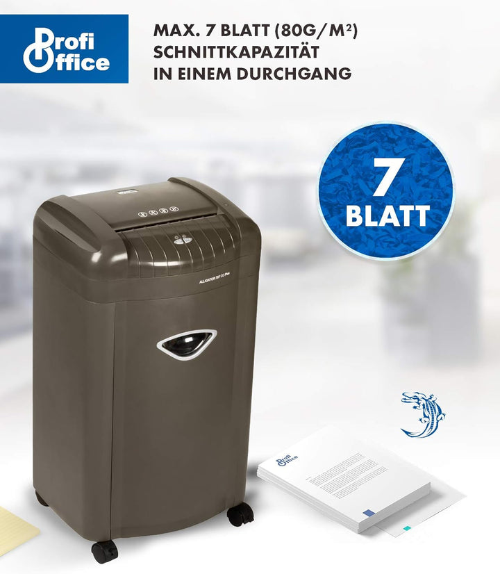 Aktenvernichter Alligator 707 CC+,Schredder, Reisswolf, Kreuzschnitt, Partikelschnitt, vernichtet le