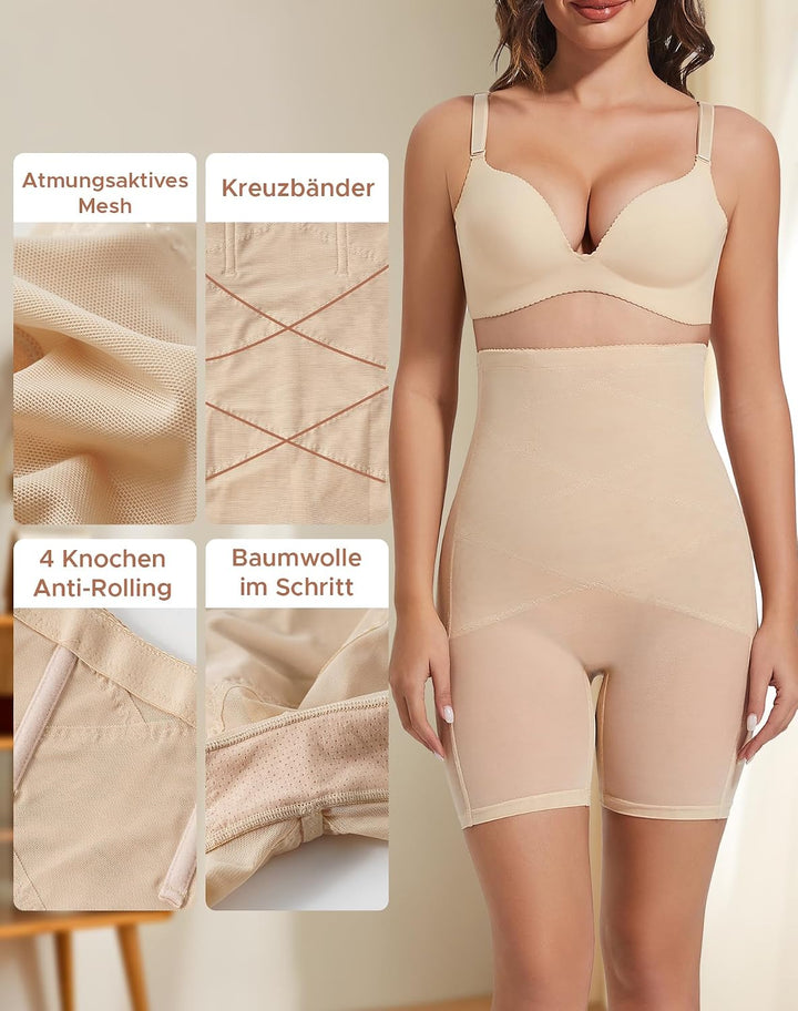 INNERSY Bauchweg Unterhose Damen Miederhose mit Bein Bauch Weg Figurformende Shapewear Hose XL 1 Bei