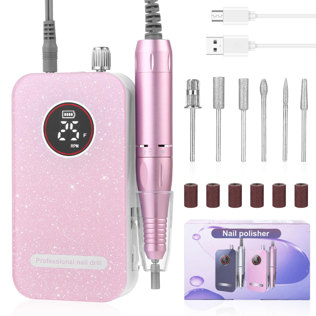 Tragbarer Elektrischer Nagelfräser, 45000 RPM Professionelle Nagelfeile Set, mit LED Display und Nag